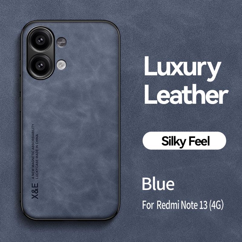 For Xiaomi Redmi Note 13 4G Case Leather Silicone Protect Phone Cases For Redmy Note 13 Note13 4G Car Magnetic Holder Back Cover