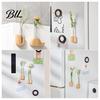 Glass Test Tube Planter Fridge Magnet Vase Clear with Wooden Base Non-drill Magnetic Mini for Flowers Herbs Refrigerator Kitchen Decor Decoration