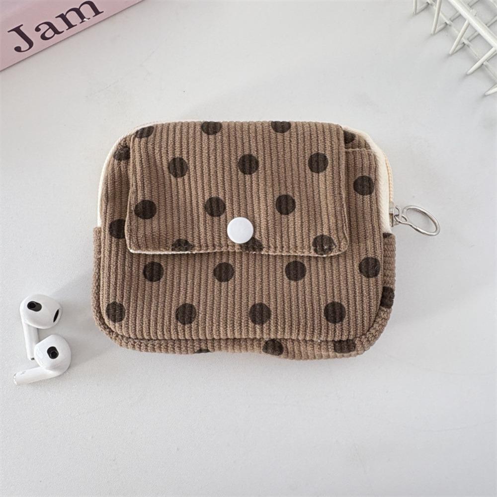 Bow Ethnic Style Coin Purse Polka Dot Small Cosmetic Bag Zipper Pouch Earphone Bag  Travel