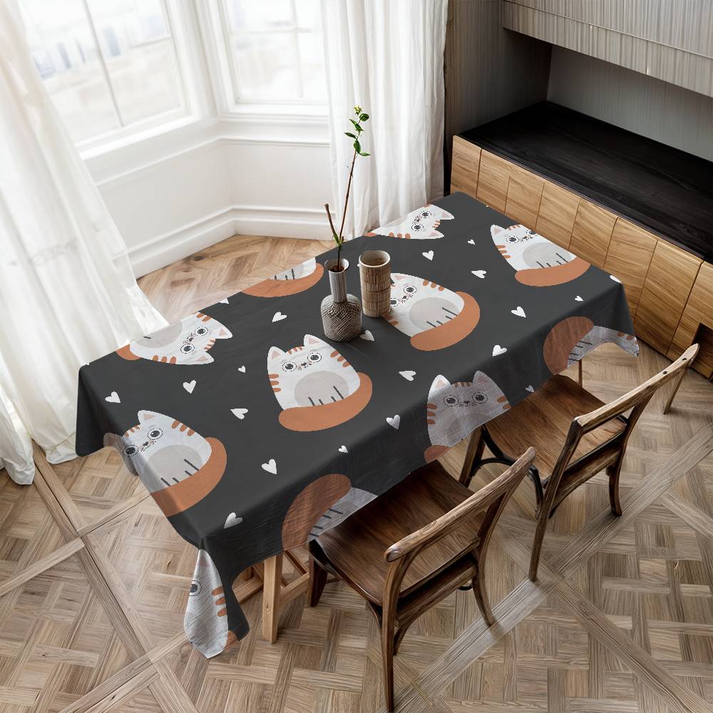 Cute Cartoon (Dinosaur/Cat/Rabbit) Elegant Rectangle Tablecloth - Easy Care For Weddings, Banquets & Formal Events