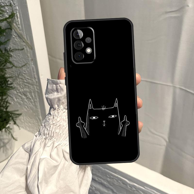 Funny Cute Cat Line Art Case For Samsung Galaxy A35 A55 A15 A34 A54 A14 A56 A52 A53 A16 A26 A36 A32 A12 A33 A13 A17