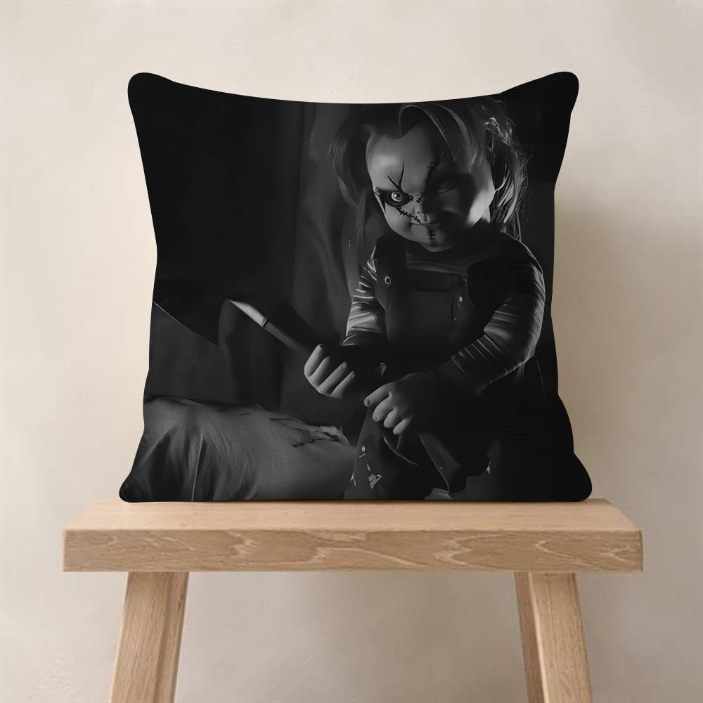 Horror Movie Chucky Childs Play Pillow Covers Cartoon Sofa Decorative Home Doublesided Printing Short Plush Cute Cushion