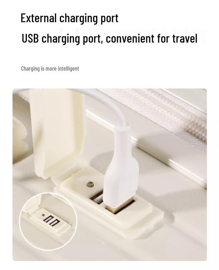 20-Inch Carry-On Suitcase with Universal Wheels, Rechargeable, for Men, Women, & Students