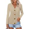 Women's Fashion Casual Solid Color Button-down Shirt Long Sleeve Tops
