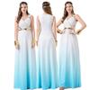 Halloween Costume Women Gradient Blue White Greek Goddess Dress Egyptian Inspired Cosplay Gown
