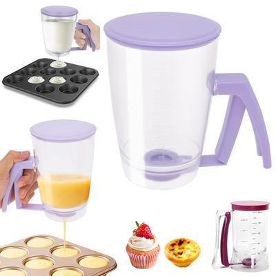 Distributeur Séparateur de Pâte à Crêpes avec Étiquette de Mesure Poignée à Presser Outil de Cuisson pour Stockage de Pâte à Crêpes Biscuits Gâteaux Gaufres