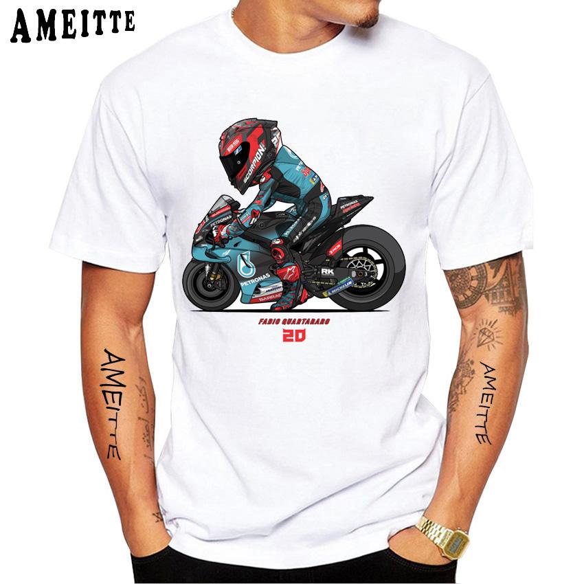 Fabio Quartararo 20 GP Renn-T-Shirt Neu Unisex Kurzarm Junge Abenteuer Sport Freizeit Weißes Oberteil Motorradfahrer T-Shirts