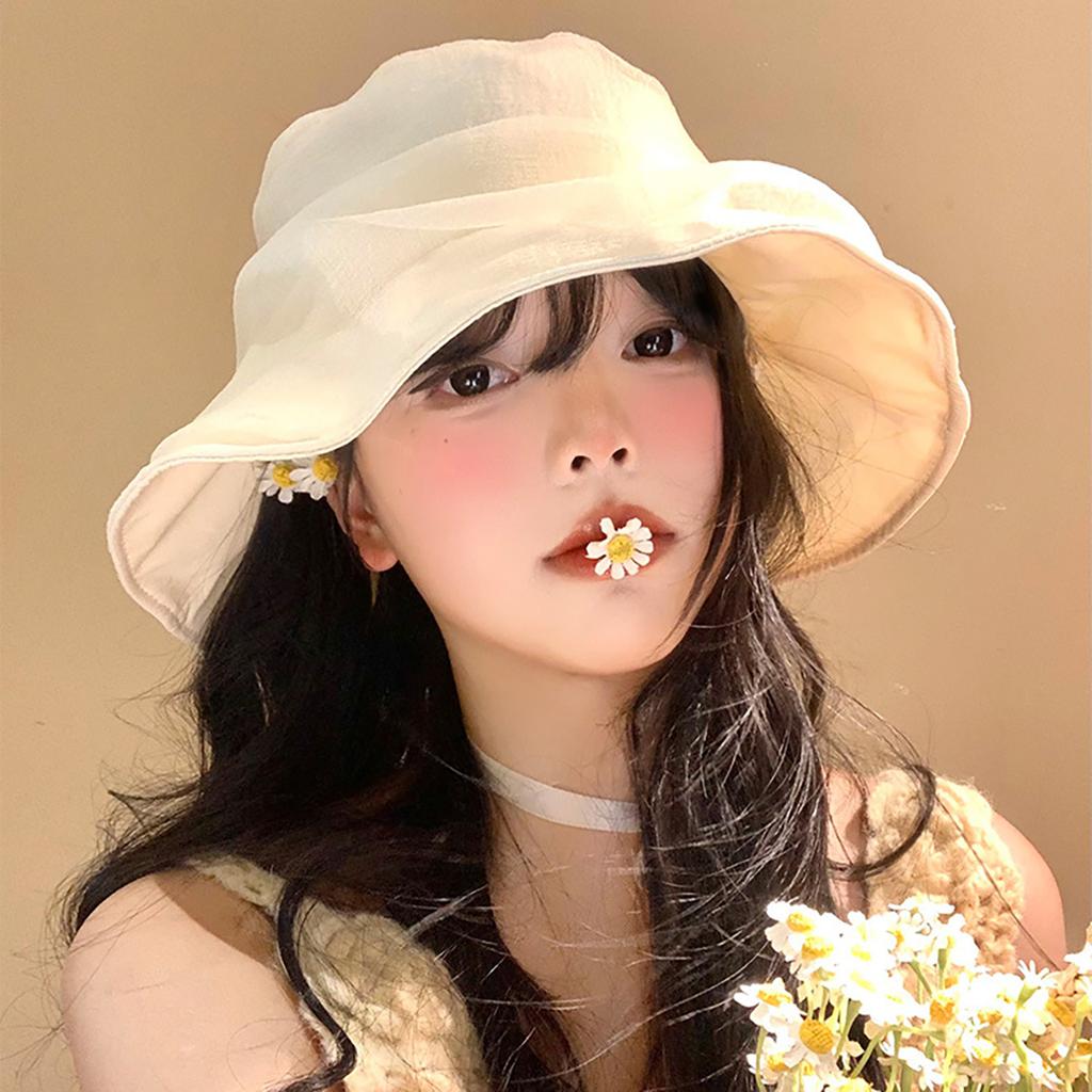 Solid Color Thin Fisherman Hat For Women Summer Mesh Wide Brim Bucket Hat Casual Outdoor Ladies Girl Panama Basin Cap