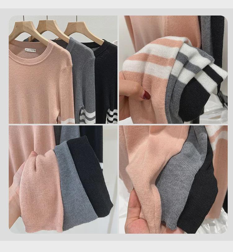2024 Women's High-End Striped Wool Sweater for Early Autumn