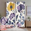 2D flat printing 2pcs Curtain Drapes Yellow and Purple Flowers Digital Printed Polyester Drapes Holiday Decorations Use for