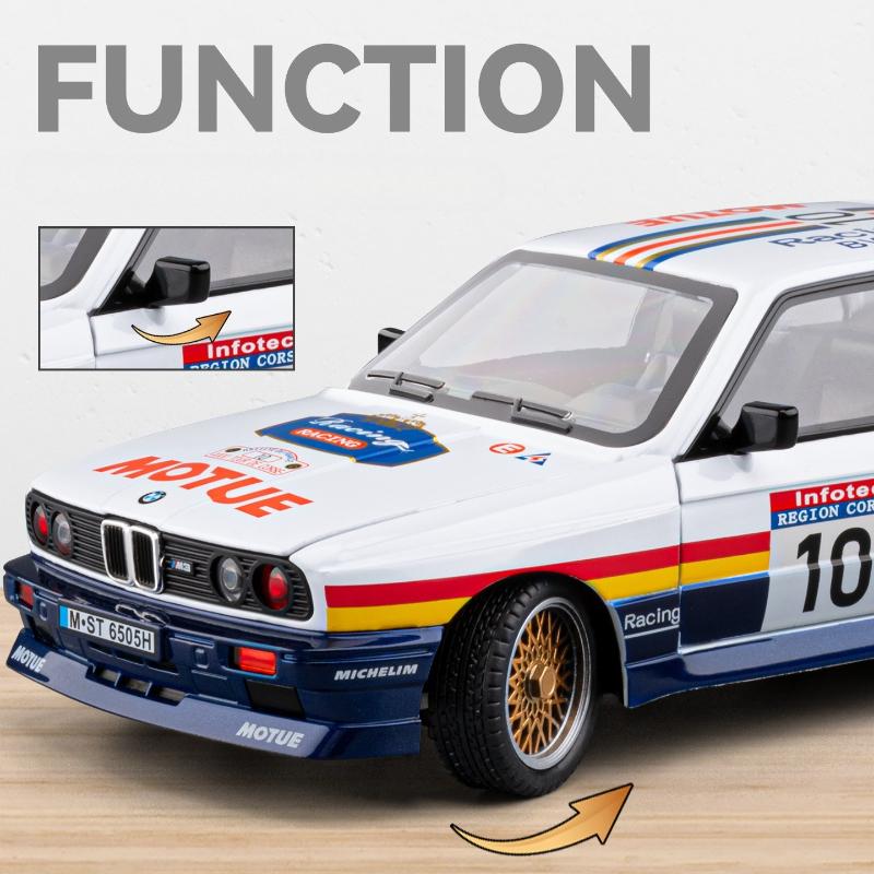 Simulation 1:24 BMW M3 Alloy Sports Car Model with Sound and Light Pull-back Metal Miniature Voiture Collection Toy Vehicle Gift