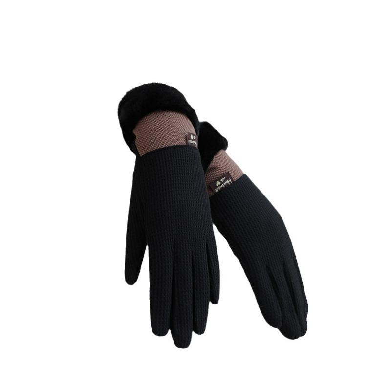 New Winter Velvet Gloves Ladies Shopping Joker Cycling Windproof and Velvet Warm Gloves Touch Screen Korean Version.