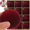 Large Solid Wine Red Flocked Balls Velvet Christmas Ball Ornaments Navidad New Year Party Decor for Xmas Tree Hanging Pendents