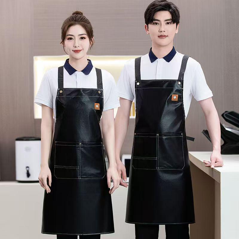 Grembiule da Cucina Impermeabile Unisex, Anti-Olio e alla Moda, Design Senza Maniche con Logo per Negozio di Tè al Latte.