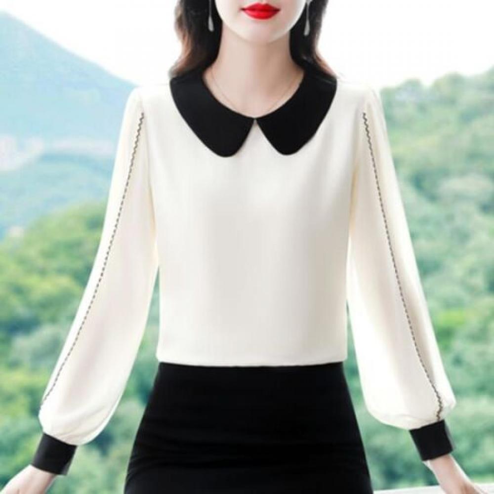 Navava Romantic Color Collar Long Sleeve Blouse Nb1981