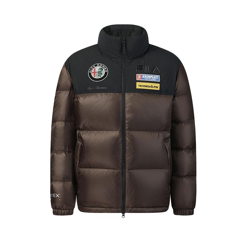 Fila Ski Series 4810 Snow Peak Goose Down Trendy Personality Cool Sports Color Block Warm Stand Collar Woven Down Jacket Men Jacket A11M546927FBG