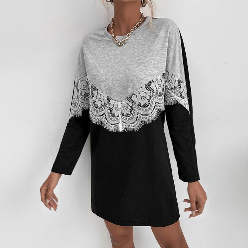 

2025 New Autumn Casual Dress Round Neck Sweatshirt S сірий