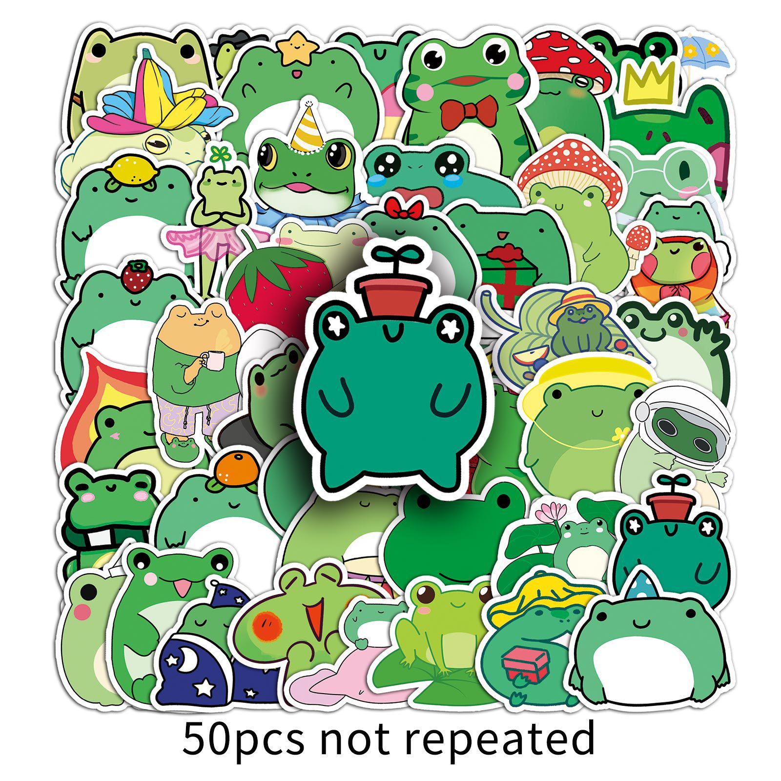 

50 Модных Мультяшных Наклеек с Лягушками для DIY: Украшайте чемоданы, самокаты, планшеты и автомобили