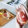 Transparenter Kaltwasser-Krug für das Wohnzimmer mit Tasse, Saftflasche, kreativer Wasserkrug, Nachttisch