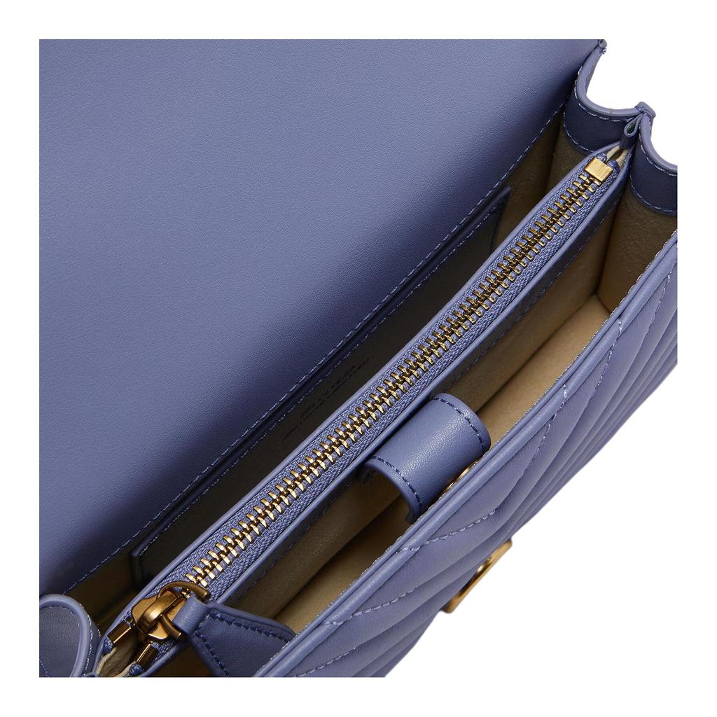 New PINKO Love Icon Nappa Leather Crossbody Bag, Shoulder Bag Women's Blue 1P22UJ-A03Z-Y79Q