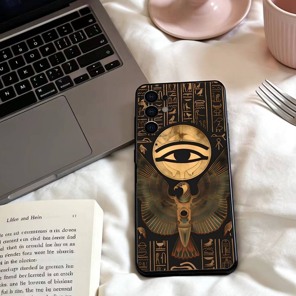 Egyptian Eye Of Horus Phone Case For Samsung S25,24,23,22,30,21,10,9,Ultra,Plus,Lite,FE,4,5 G Soft Black Case