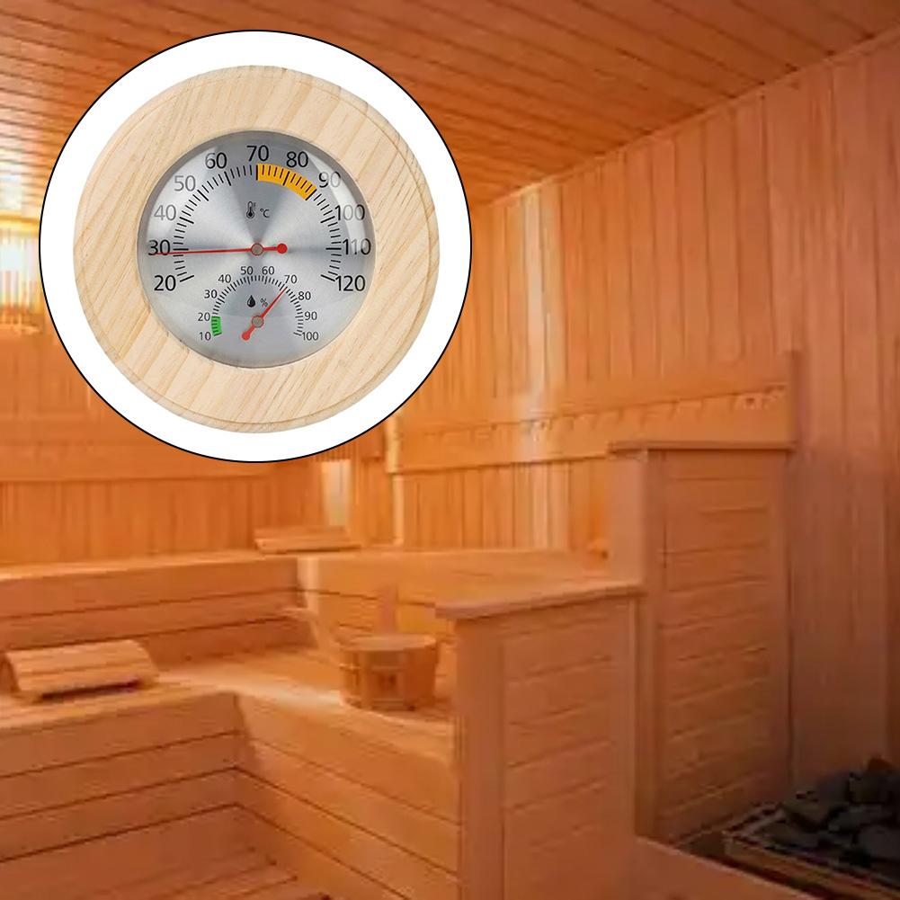 wooden sauna thermometer and hygrometer wall mounted analog instrument for accurate temperature and humidity monitoring
