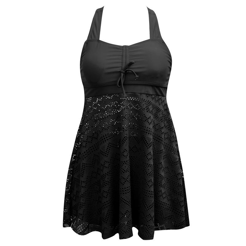 Plus Size Two Pieces Swimsuits Swimwear Women Soild Color Summer Bathing Suits Tankini Beachwear Bikini Swimdress