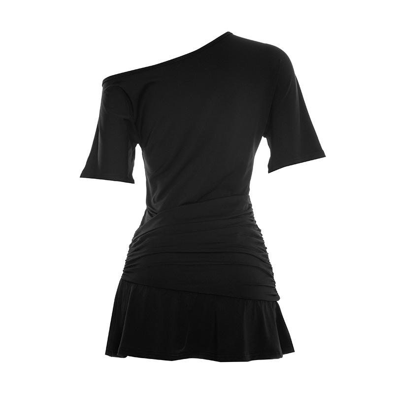 Europäisches & Amerikanisches Damen Freizeit Minikleid schulterfrei - Einfarbig, Vielseitig für Frühling/Sommer.