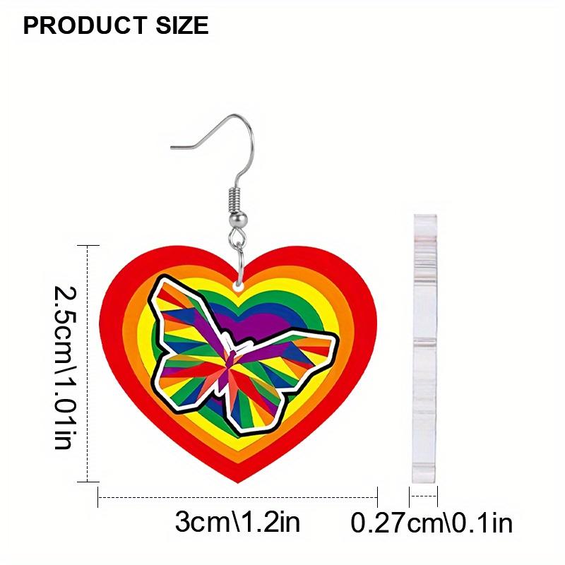 2D Flat Pride Earrings Rainbow Heart Earrings Acrylic Earrings Fashion Jewelry Elegant Earrings Party Earrings Holiday Gift for Friends Party Favor