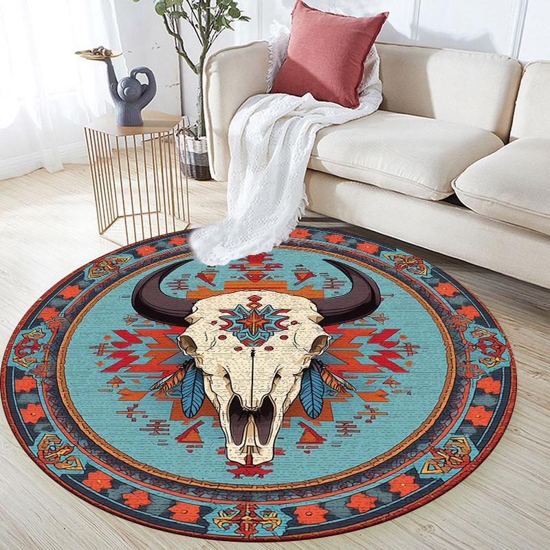 Retro Animals pattern round rug,Carpet Rug for Living Room Bedroom Playroom ,Non-slip Floor Mat,Holiday Gifts and Birthday Gifts. 80cmx80cm