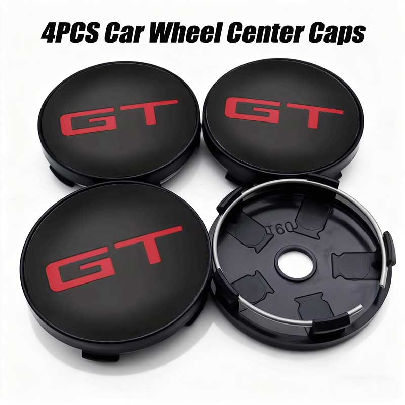 VKDF5 4Pcs 56mm 60mm GT Emblem Car Wheel Center Hub Caps Badge Rim Cover Sticker For Peugeot Kia GT Ceed Rio Sportage Picanto
