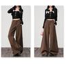 Melard Brown Wide-Leg Jeans: Women's 2026 Spring Loose Drape Casual Pants