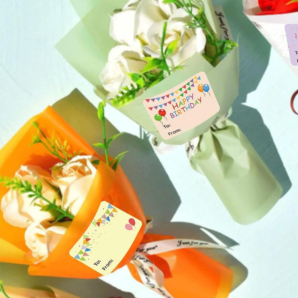 Happy Birthday Gift Tags Colorful Name Tags Stickers Party Favors Packages Seals Christmas Gift Box Bag Packaging Labels