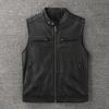 Motorcycle Vest Men Genuine Cow Leather Sleveless Jacket Slim Fit Men's Cowhide Moto Club Biker Vests Waistcoat Spring