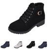 Women's Vintage British Boots with Strap, Heel Winter Booties for Everyday Wear