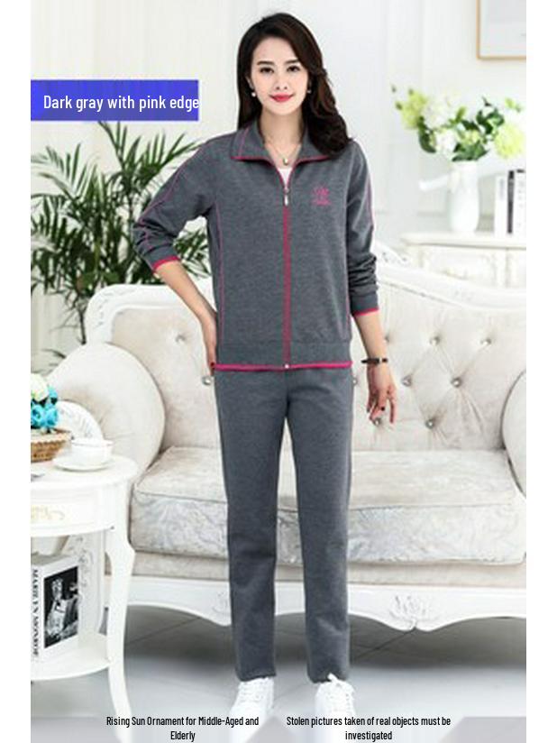 Sportbekleidungs-Set für Damen in Übergröße - Frühjahr/Herbst 2023, Zweiteiler mit langen Ärmeln für Mütter mittleren Alters und ältere Mütter