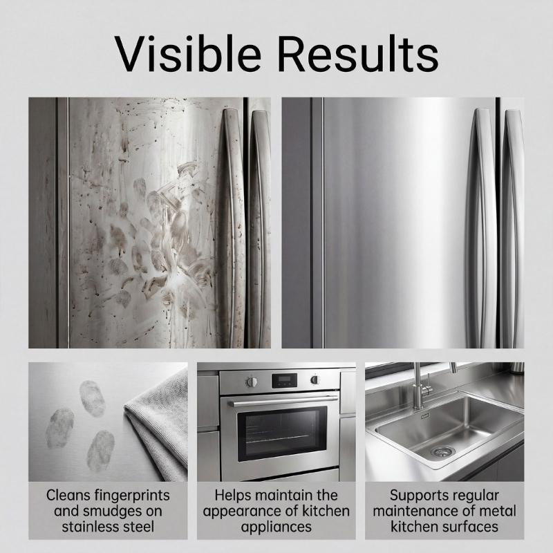 Professional Stainless Steel Metal Surfaces Cleaner for Kitchen Cookware Restores Shine To Metal Surfaces Quick Acting