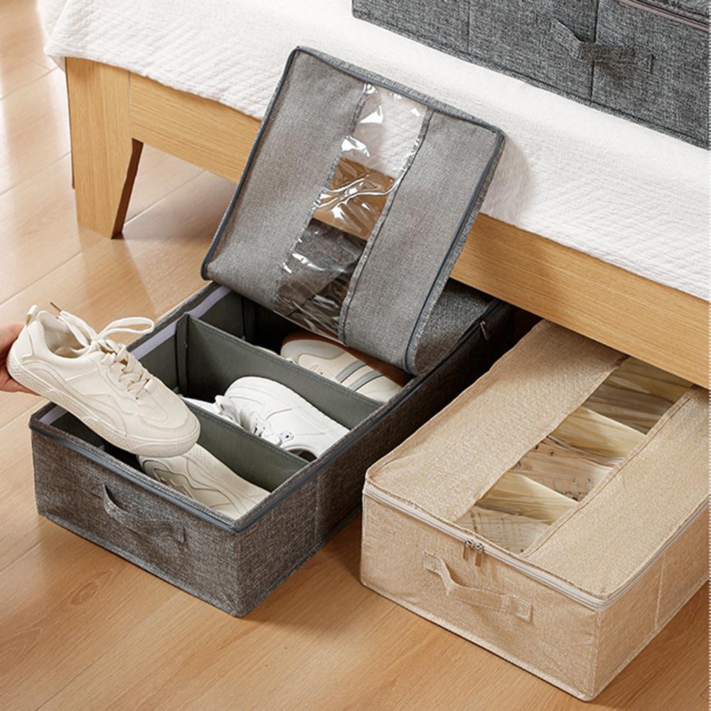 Underbed Storage Box with Dividers 60 x 33 x1 5cm Clear Window Waterproof Organizer for Shoes Clothes