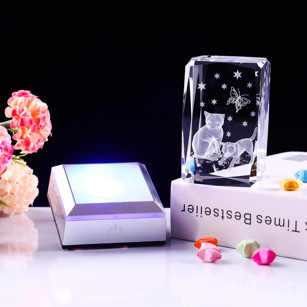 Popular birthday gift for and K9 Crystal Cat LED Light Base with USB women, mothers, wives, girlfriends. [Authentic] Charging.