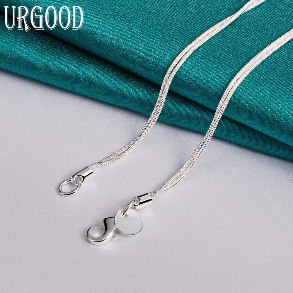 925 Sterling Silver Snake Chain Bead Pendant Necklace Fashion Jewelry