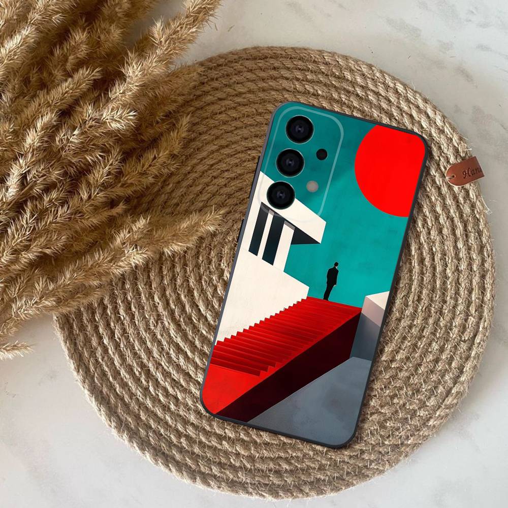 Geometric Bauhaus Art Phone Case For Samsung S25,S24,S21,S22,S23,S30,Ultra,S20,Plus,Fe,Lite,Note,10,9,5G Black Cover