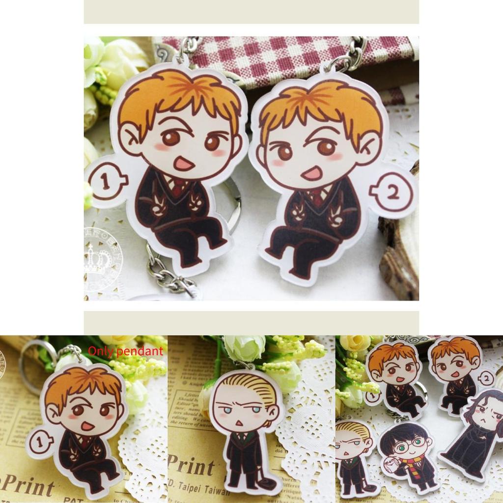 Cartoon Harry Potter Snape Malfoy George Bill Movie Character Pendant Keychain For Gift Giving And Travel Souvenir