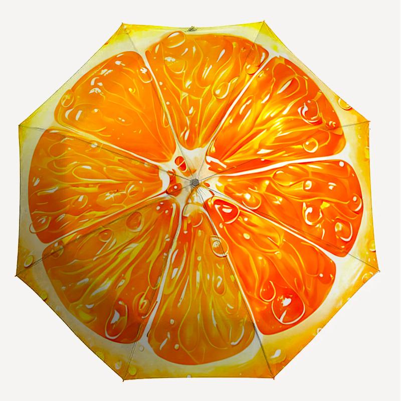 1PC Orange sliceAutomatic Open/Close Umbrella with Windproof, 8-Rib Sturdy Canopy, Durable Ribs, Fashionable Design, Outdoor Accessory, Fun Prin, Holi