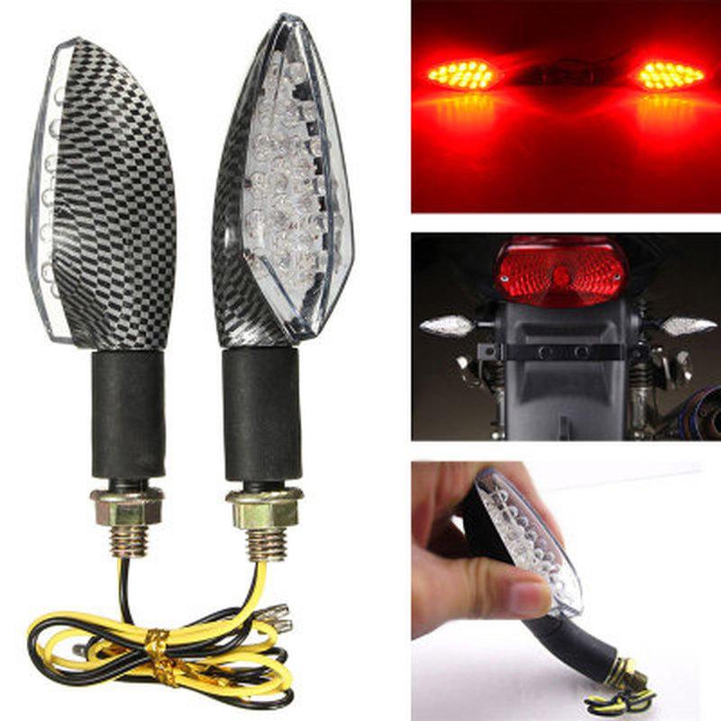 1 Pair Universal Motorcycle LED Turn Signals Long Short Turn Signal Indicator Lights Blinkers Flashers Amber Color Accessories