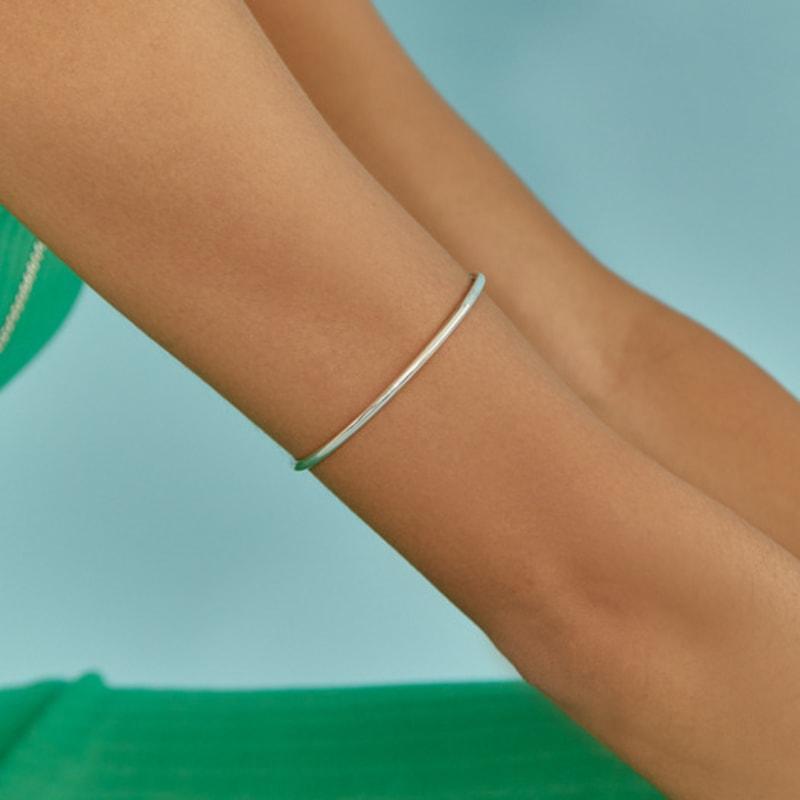 LUNNE Silver 925 3mm Point Bangle Bracelet #LSB15
