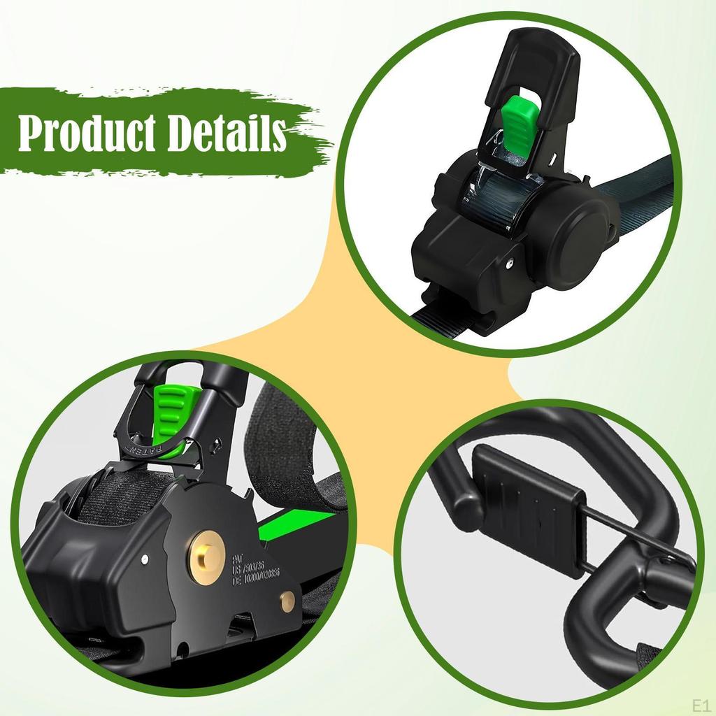 Fita de catraca retrátil automática premium com ganchos em S para camping e motocicletas.