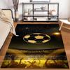 Soccer Theme Carpet with Golden Ball and Stadium Design Decor Suitable for use as an anti-slip for living room bedroom sofas