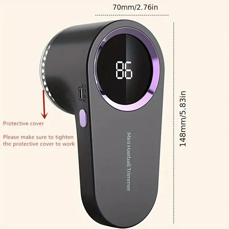 USB Rechargeable Electric Shaver Trimmer with Digital Display, Fashionable Black and Purple, Manual Operation, 500mAh Lithium Battery