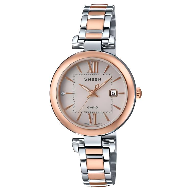 

CASIO Women s SHEEN Mother Of Pearl Color Watch SHS-4521SPG-9A SHS-4521SPG-9A Silver Strap