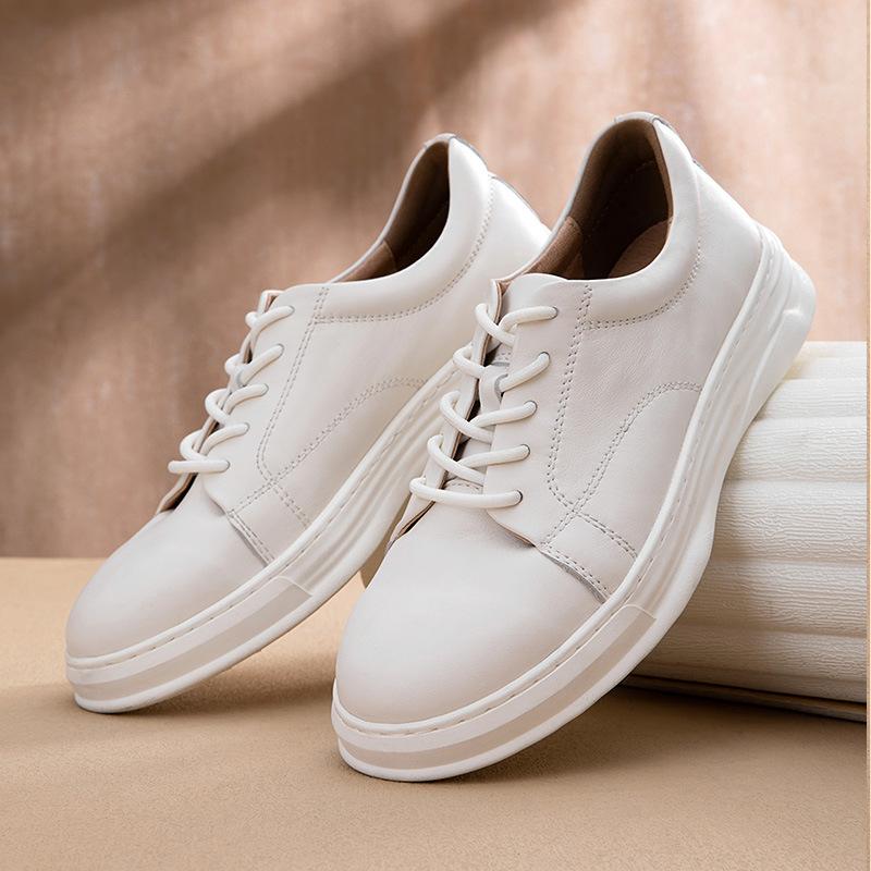 Leather Leather Shoes Men'S Handmade Lace-Up Casual Board Shoes Men'S Shoes Little White Shoes Men'S Summer Daily Tide